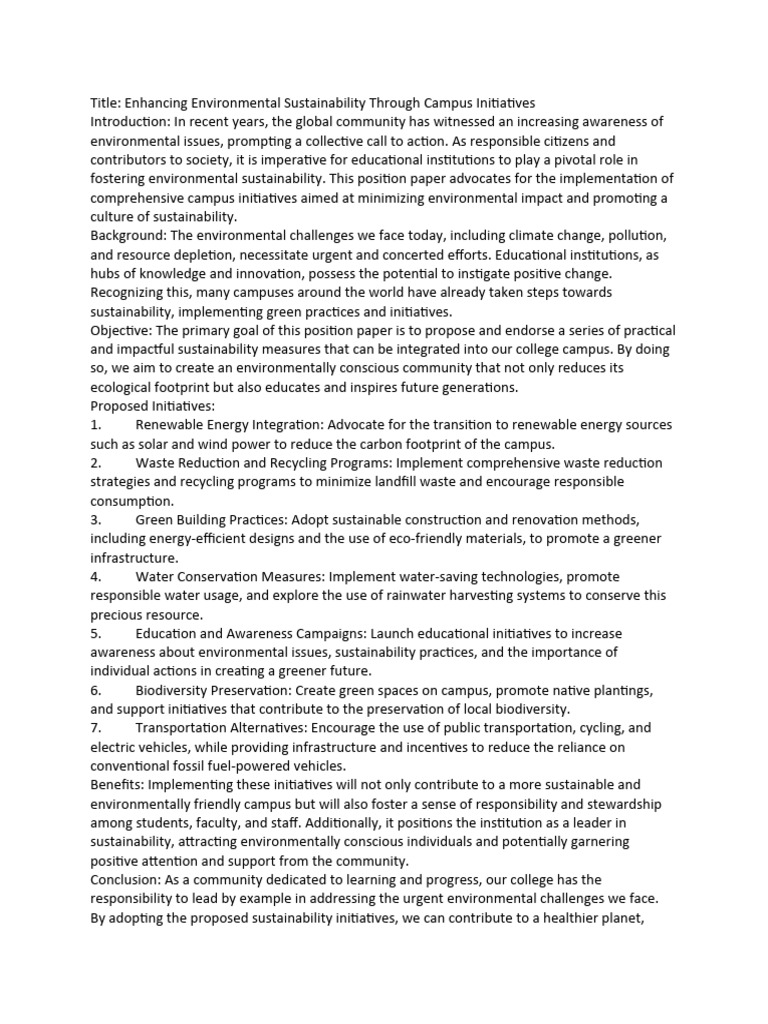 View of Enhancing Environmental Sustainability Through Campus Initiatives | PDF ...