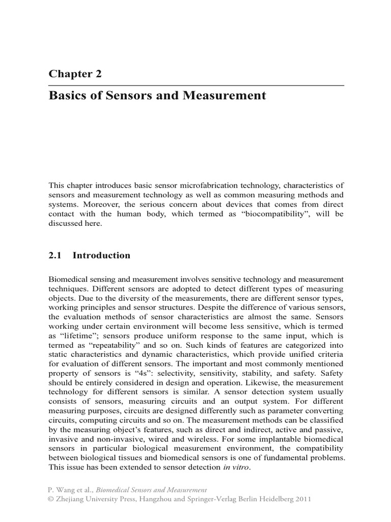 Basics of Sensors and Measurement PDF Sensor Physical Sciences