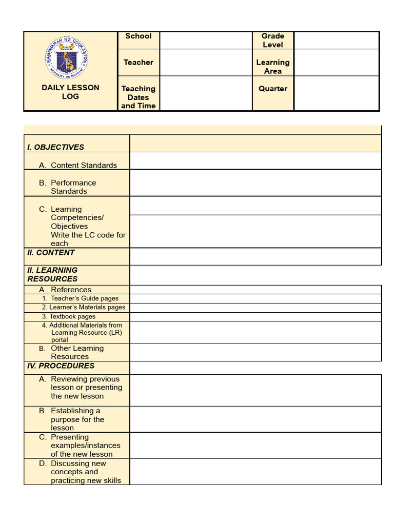 DLL Template PDF