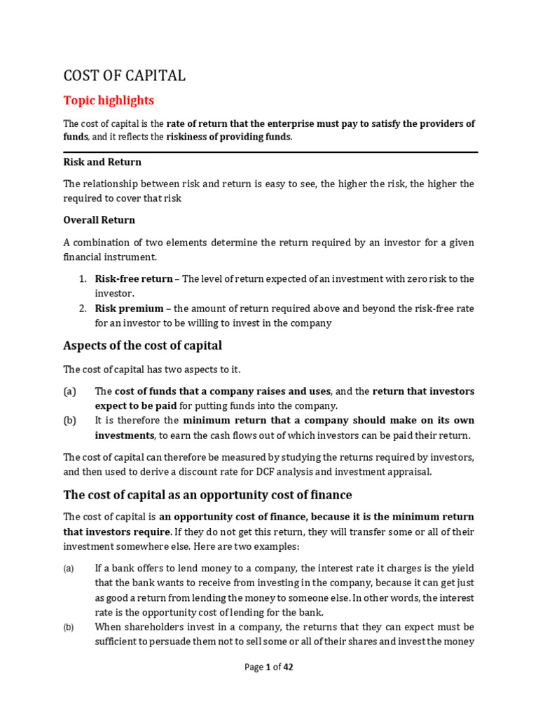 Understanding Cost of Capital Essentials | PDF | Cost Of Capital | Dividend