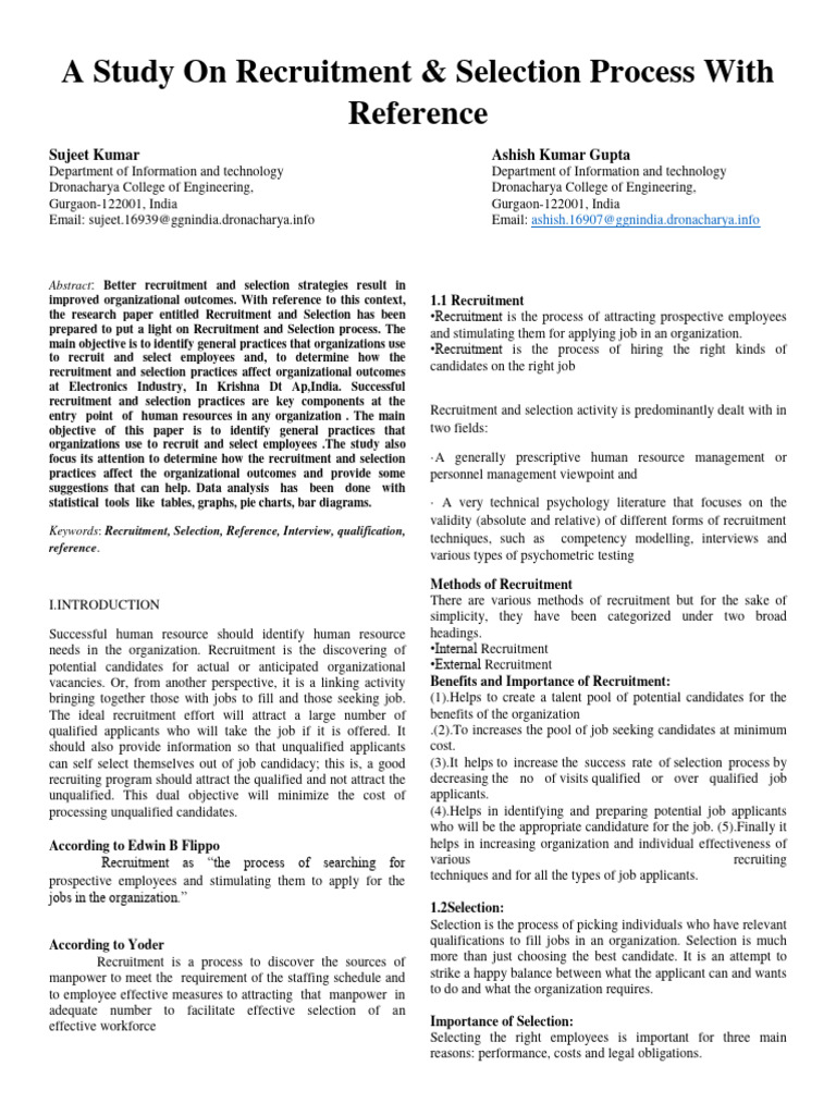 Reserachpaperon Astudy On Recruitment Pdf Recruitment Human Resources