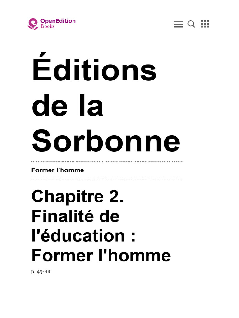 Finalité de l'éducation : Former l'homme | PDF | Humain | Dieu