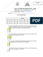 Prova de Matemática Do EJA VII, 3º A e B Noturno