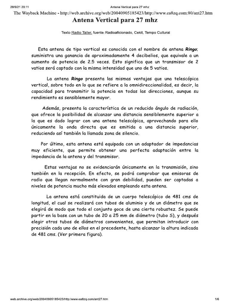 Antena Vertical 27 MHZ Ringo | PDF