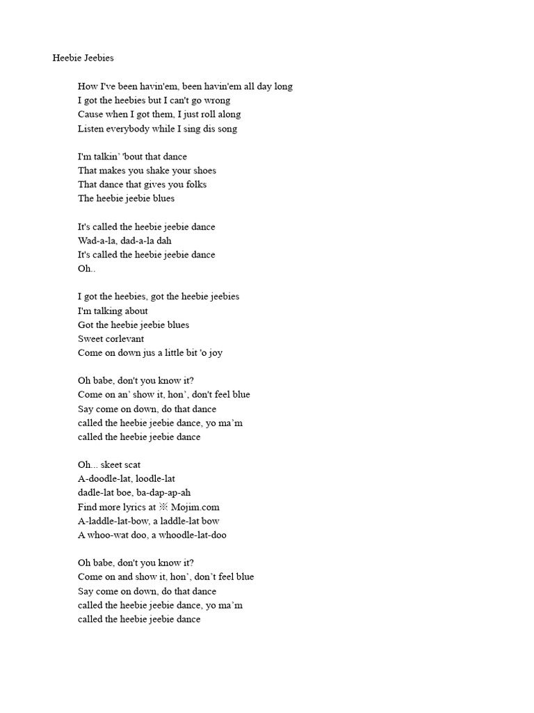 Heebie Jeebies Lyrics | PDF