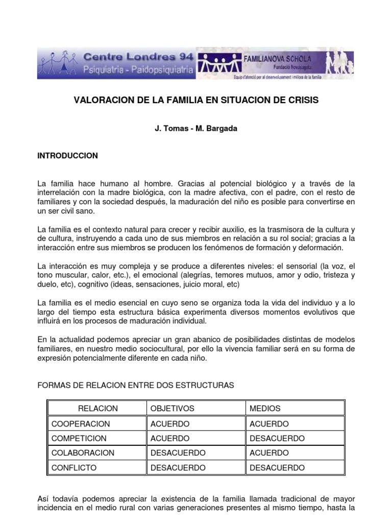 Curso Valoracion de La Familia en Situacion de Crisis | PDF | Familia ...