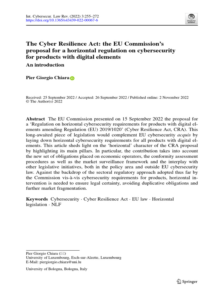 The Cyber Resilience Act: The EU Commission's Proposal For A Horizontal ...