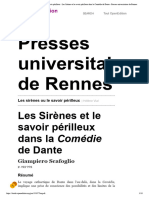 Les Sirènes Ou Le Savoir Périlleux - Les Sirènes Et Le Savoir Périlleux Dans La Comédie de Dante - Presses Universitaires de Rennes