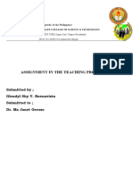 Assignment in The Teaching Profession: Submitted by Glendyl Shy Y. Buenavista Submitted To Dr. Ma Janet Geroso