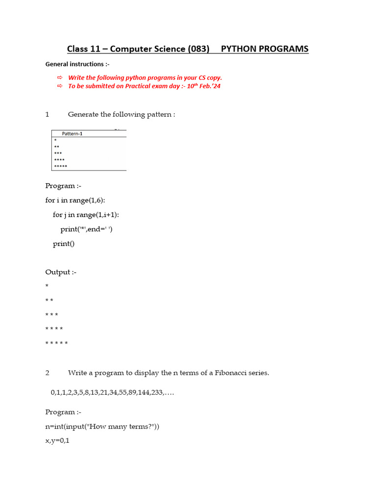 Class 11 - CS - Practical Assessment | PDF | Mathematics