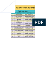 Lecture Planner - Physics - PACE CLASS-11TH ONE SHOT SERIES