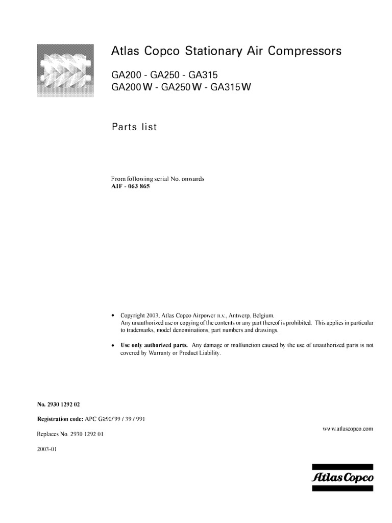 ATLAS COPCO GA 250 AIR COMPRESSOR MANUAL PDF FREE DOWNLOAD visual data 5