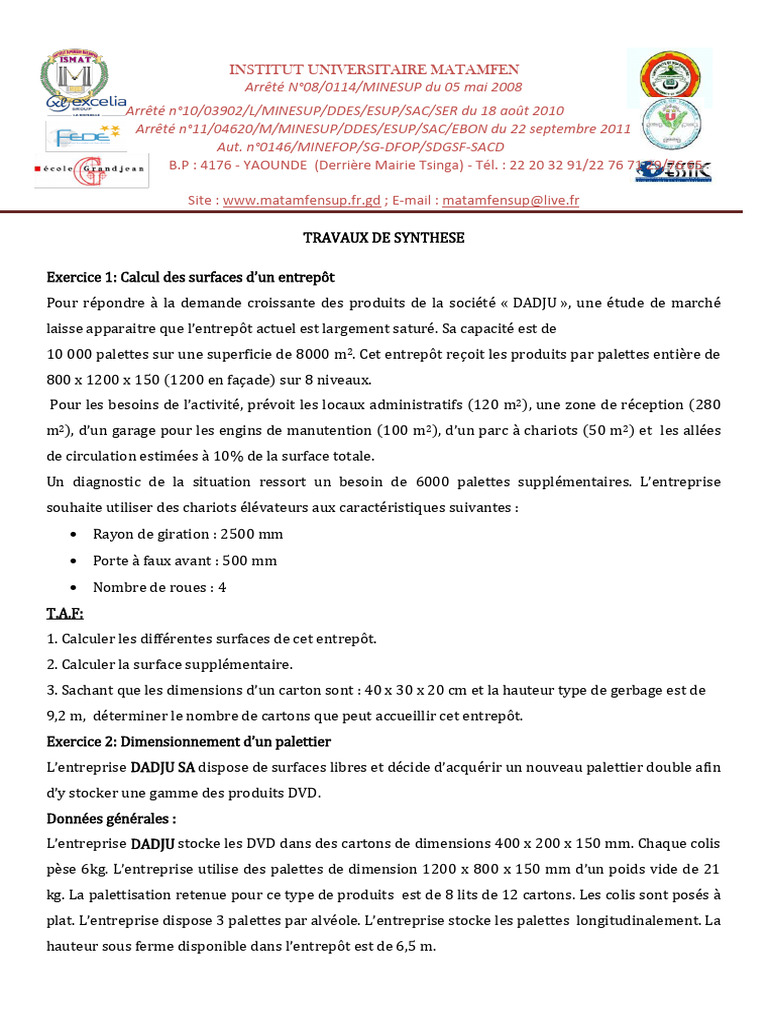 Dimensionnement et Aménagement d'Entrepôt | PDF