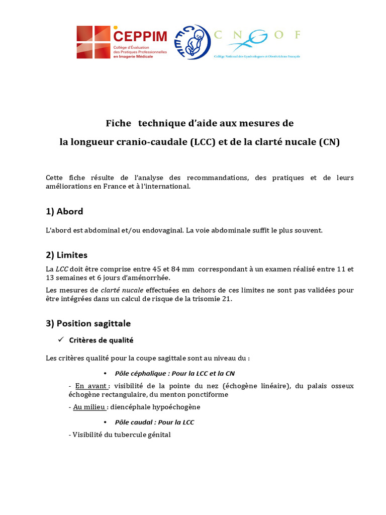 Mesures de LCC et clarté nucale | PDF