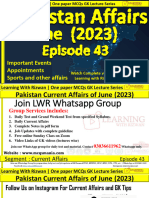 June Pakistan Current Affairs Episode 43