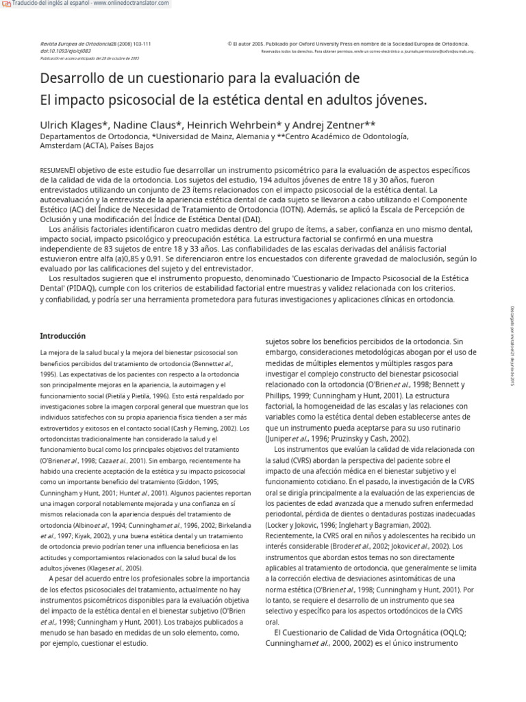 Pidaq Original - En.es | PDF | Ortodoncia | Odontología