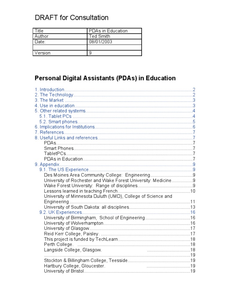 PDAs in Education Download Free PDF Personal Digital Assistant