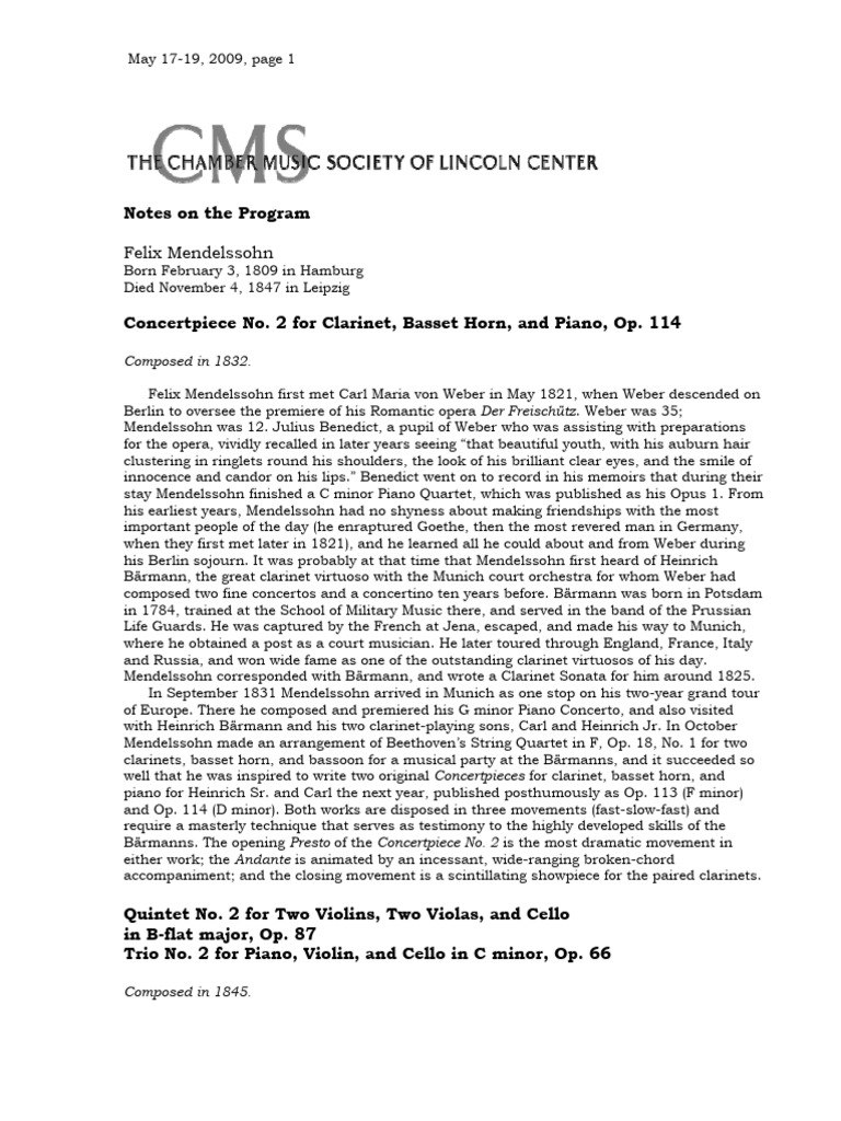 May 17-19 2009 Program Notes | PDF | Chamber Music | Orchestras