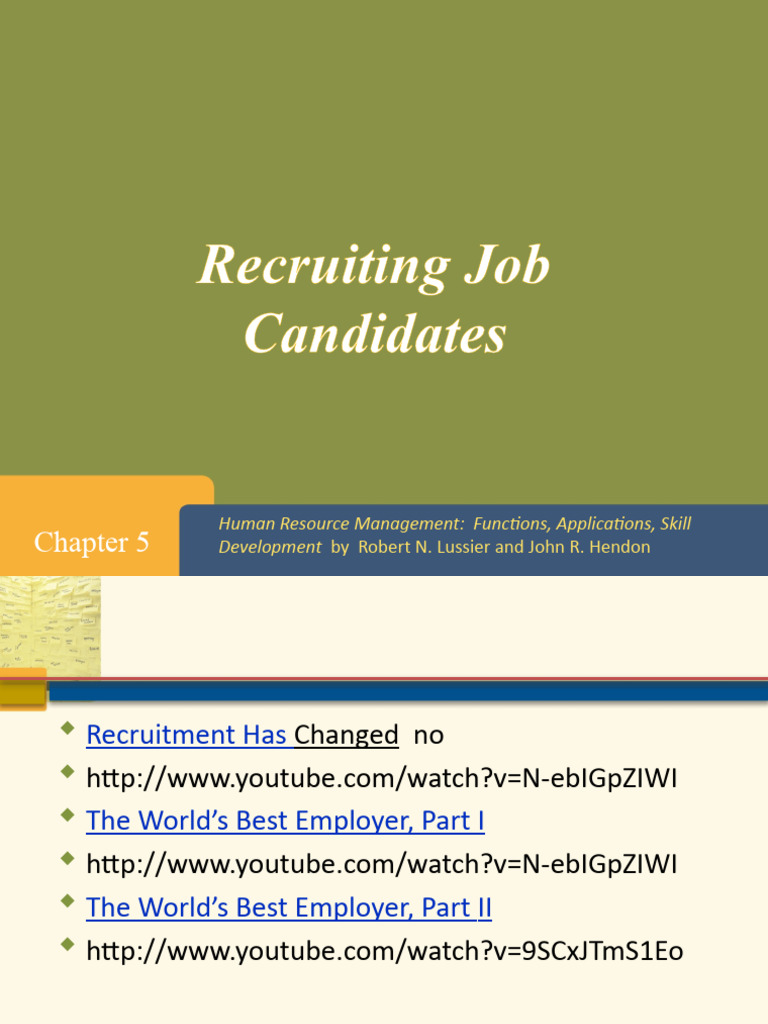 CH 5. Recruiting Job Candidates | PDF | Recruitment | Human Resource ...