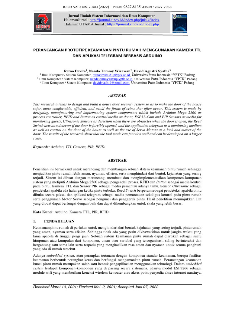 49 61 Perancangan Prototipe Keamanan Pintu Rumah Menggunakan Kamera Ttl