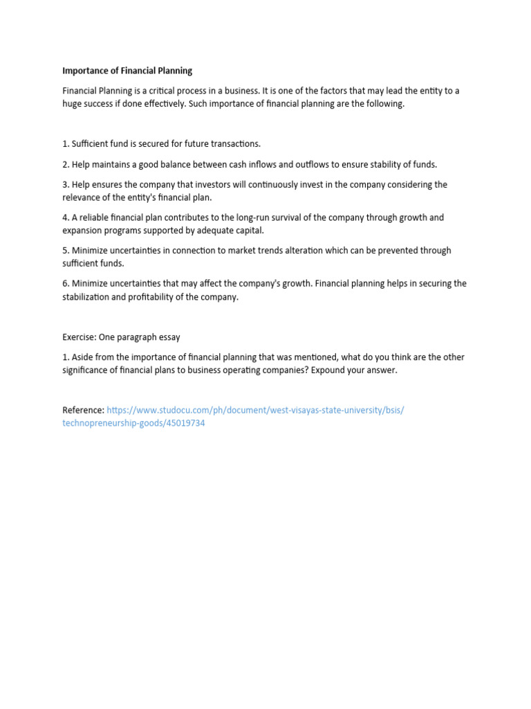 Importance of Financial Planning in Business | PDF | Finance & Money ...