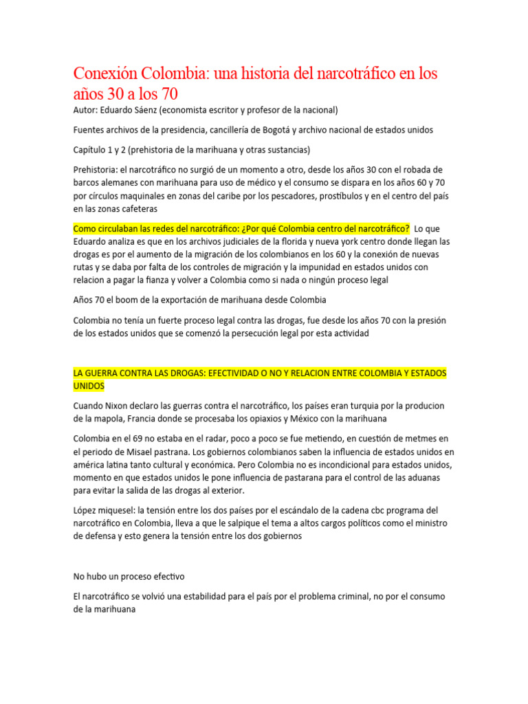 Orígenes del narcotráfico en Colombia | PDF | Comercio ilegal de drogas ...