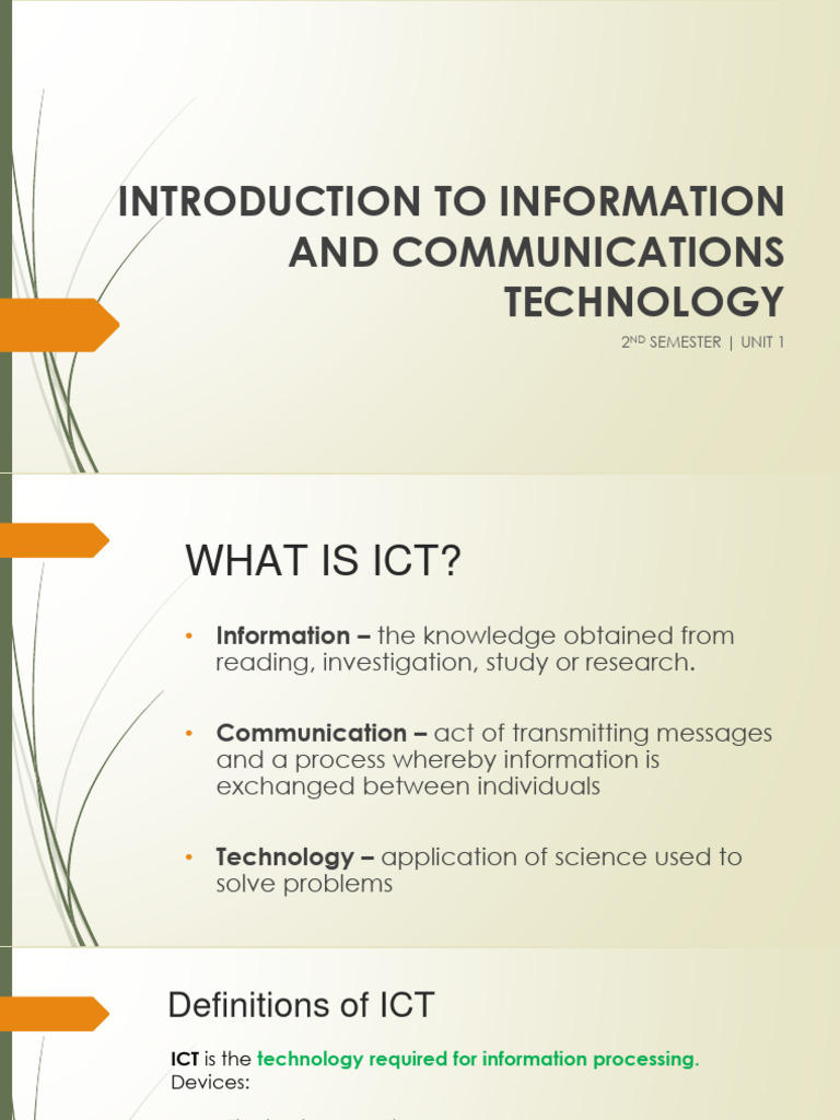 Introduction To ICT | PDF | Information Technology | Information