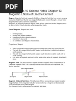 CBSE Class 10 Science Notes Chapter 13 Magnetic Effects of Electric Current