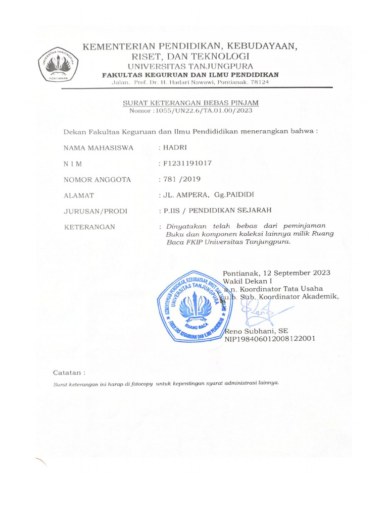 Bebas Pinjam FKIP & KTP | PDF