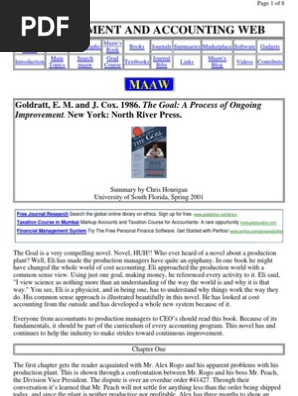 Goal Chapter by Chapter Summary