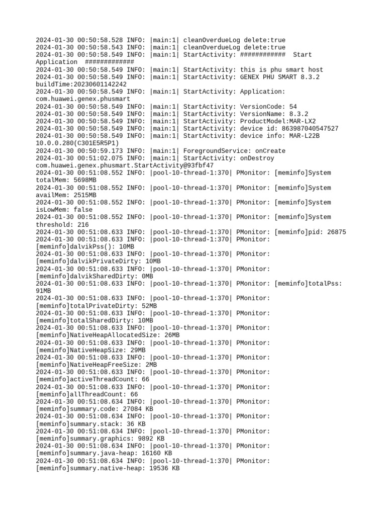 PHU Smart App Log Analysis | PDF | Computing | Computer Architecture