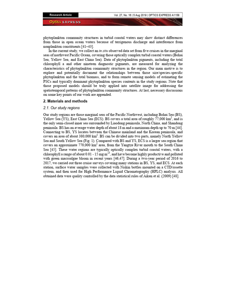 Vol. 27, No. 16 - 5 Aug 2019 - OPTICS EXPRESS A1158 | PDF | Sea ...