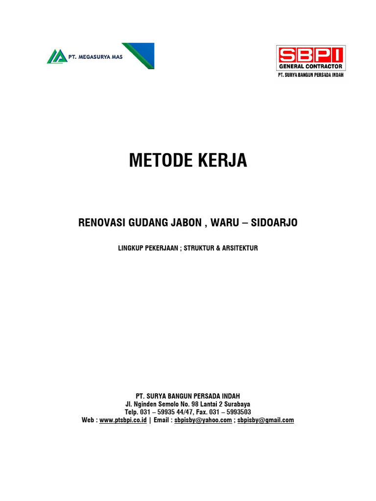 Metode Kerja Renovasi Gudang Jabon | PDF | Komputer | Teknologi & Rekayasa