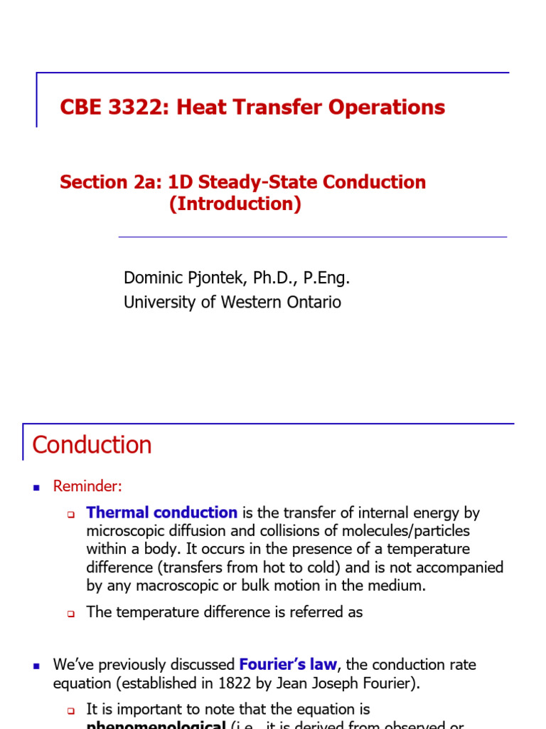 Section 2a 1d Conduction Introduction Pdf Thermal Conduction