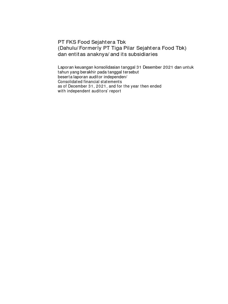 Fy 2021 Aisa Fks Food Sejahtera Tbk Pdf Audit Financial Audit