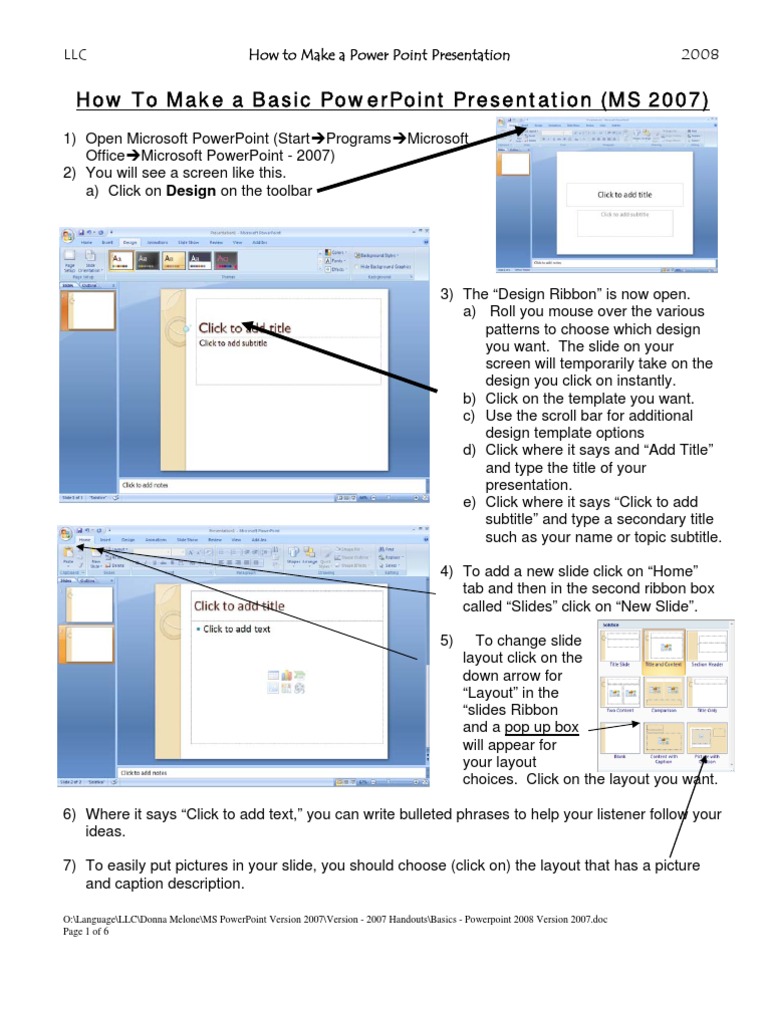 How To Make A Basic Powerpoint Presentation (Ms 2007) | PDF | Microsoft ...