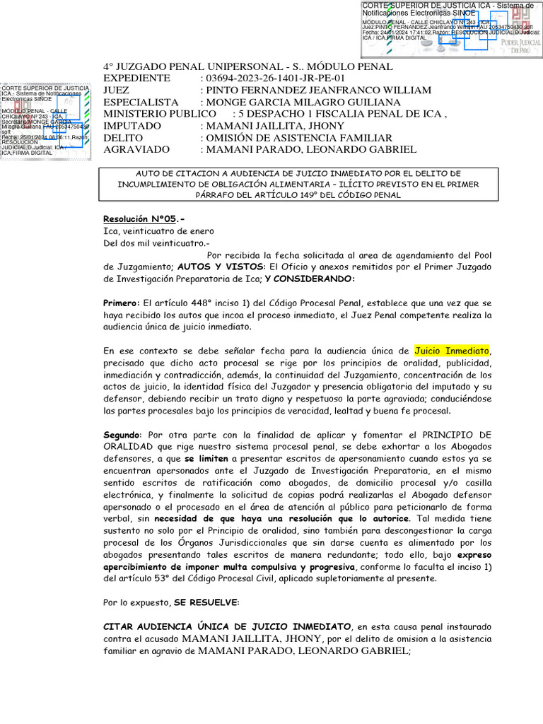 Exp. 03694-2023-26-1401-JR-PE-01 - Resolución - 20801-2024 | PDF | Ley