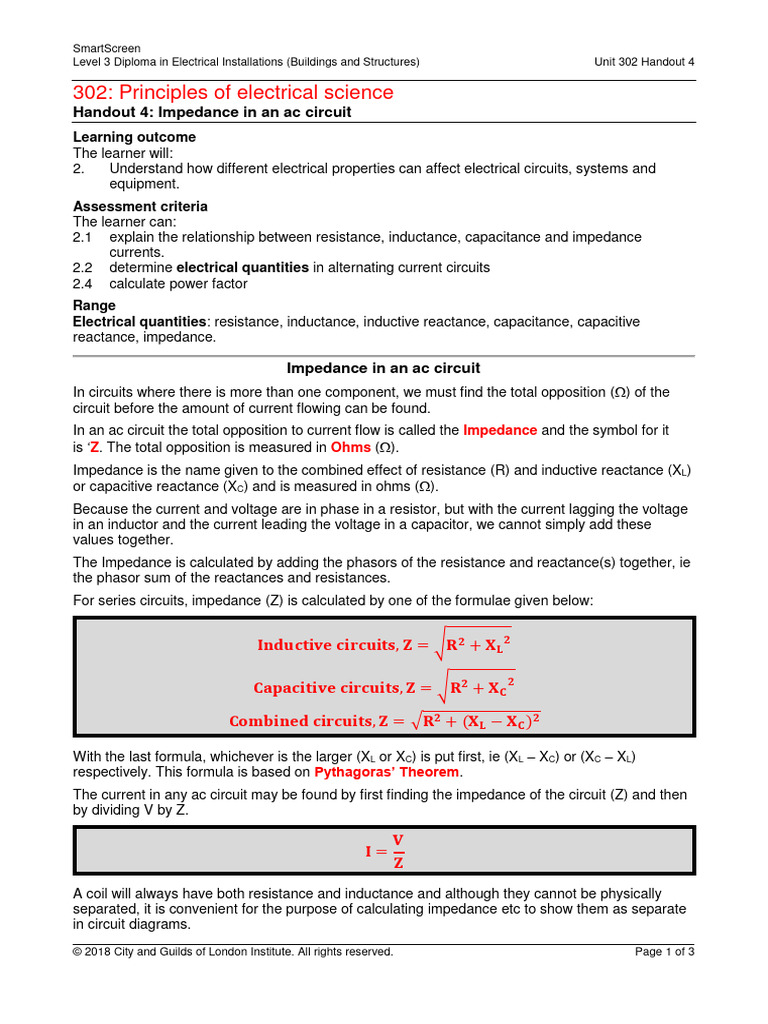 l3 - 302-04 - Handout - Impedance - Ac 2017 | Download Free PDF ...