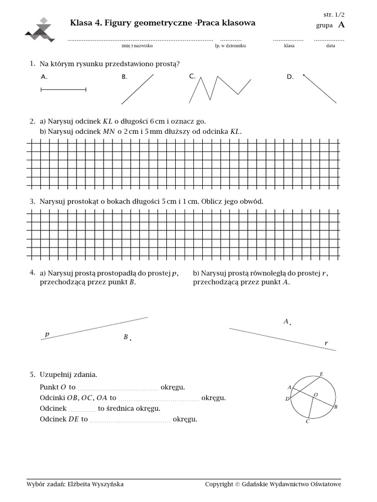 Praca Klasowa Z Dziadów Cz 3 Figury Geometryczne - Praca Klasowa | PDF