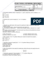 Colégio Nossa Senhora Rosário: Avaliação Parcial de Matemática I - Jubho 2023