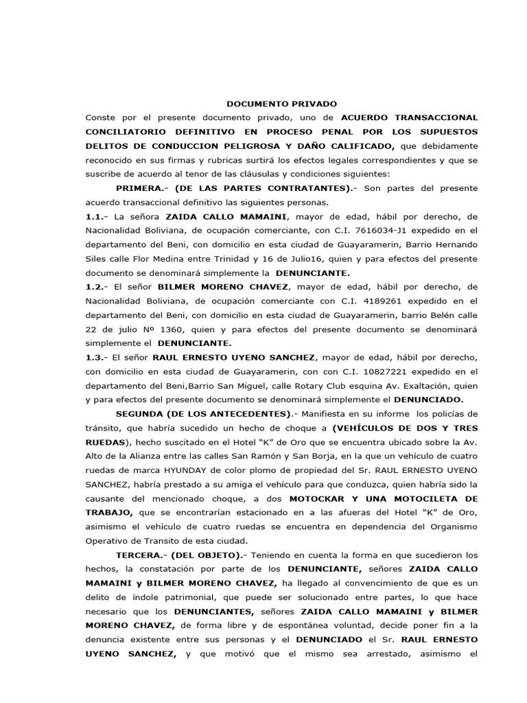Acuerdo Conciliatorio en Proceso Penal | PDF | Queja | Justicia