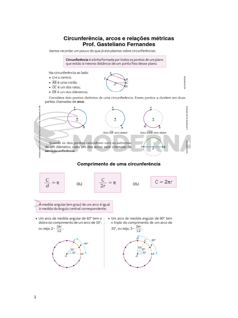 Exercícios sobre Relações Métricas na Circunferência | PDF | Círculo ...