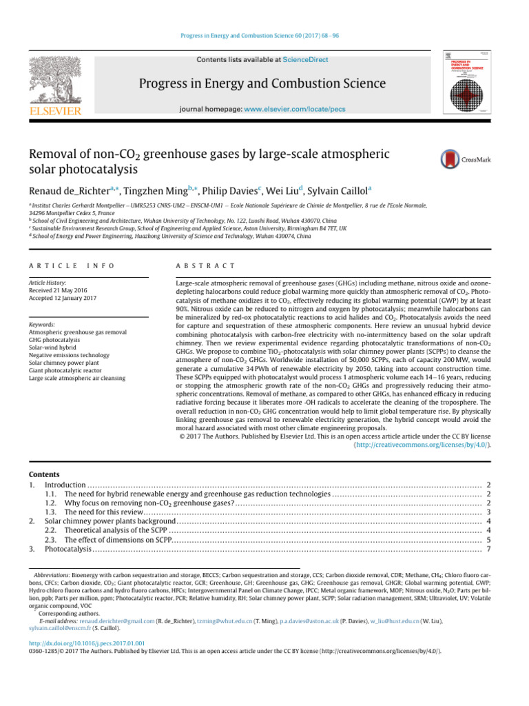 Solar Photocatalysis for GHG Removal | PDF | Greenhouse Gas | Climate ...