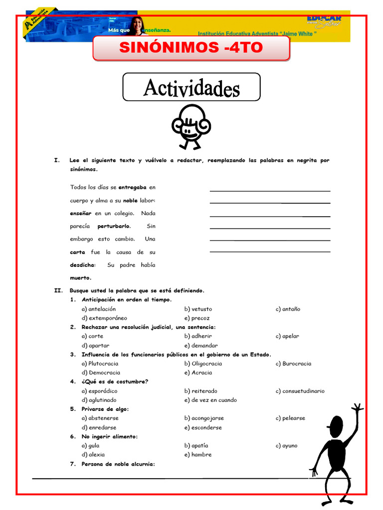 Sinonimos Práctica | PDF