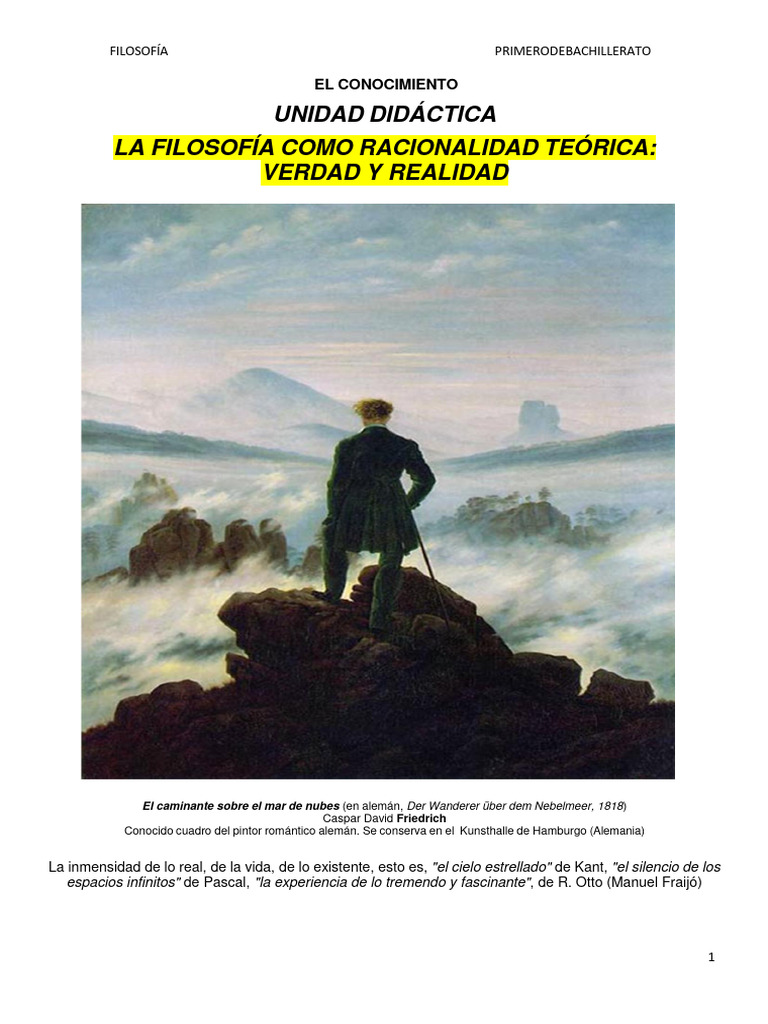 UNIDAD DIDÁCTICA La Filosofía Como Racionalidad Verdad y Realidad | PDF ...