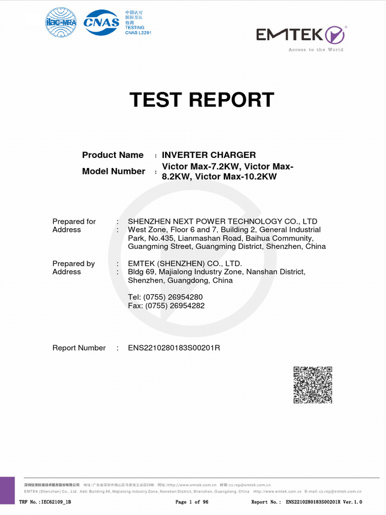 ENS2210280183 S00201 Rreport IEC62109 | PDF | Insulator (Electricity ...