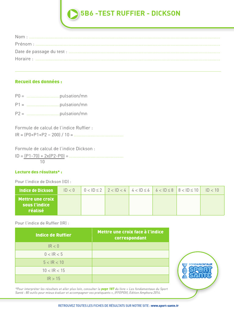 Test de Ruffier-Dickson et Indices | PDF | Affaires