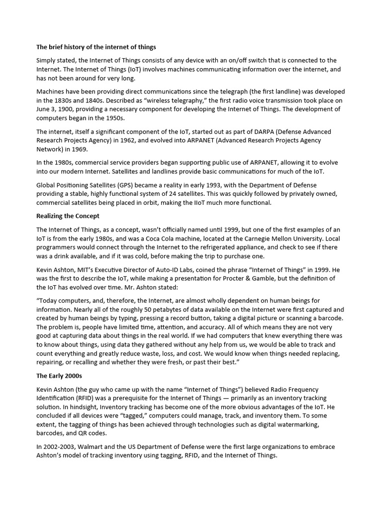 History of the internet of things pdf internet of things internet