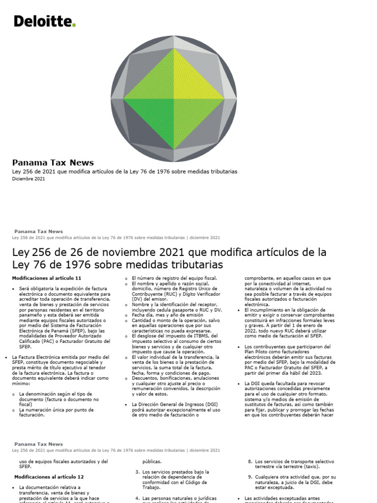 Ley 256 de 2021: Factura Electrónica en Panamá | PDF | Factura | Economias