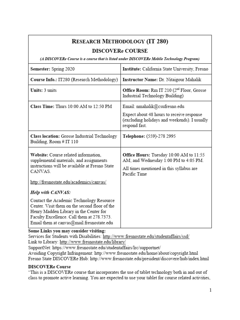 Syllabus For IT 280 For SP 2020 (DISCOVERe) | PDF | Tablet Computer ...